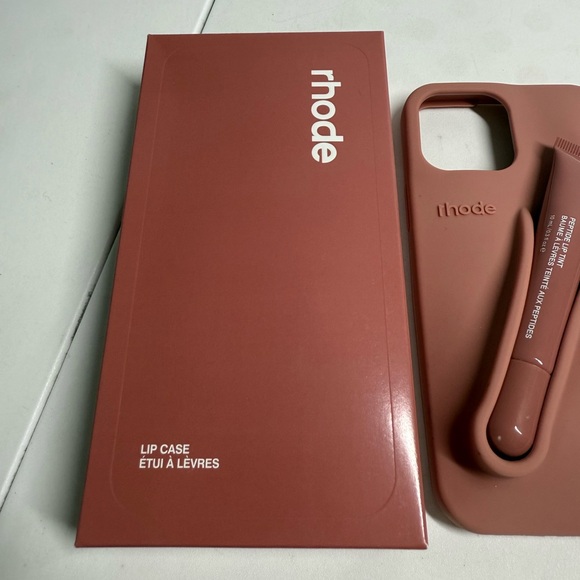 New RHODE Pink iPhone 12 Pro Max Case with Lip Tint Peptide Ribbon - Picture 2 of 6